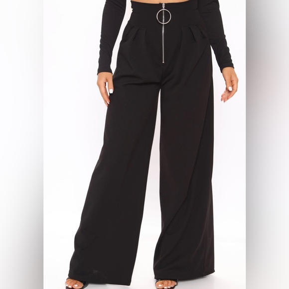 Fashion Nova Pants - Fashion Nova Black Thrive Undet Pressure Wide Leg Pants Size Medium